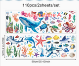 SeaWorld Wandtattoos Unterwasserwelt – Meerestiere Kinderzimmer Aufkleber mit Schildkröte, Delfin & Fisch