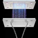 Thermostat-Duscharmatur mit LED-Anzeige – Integrierte Smart-Funktion | Quadratischer Duschstrahl | Messing | Schwarz