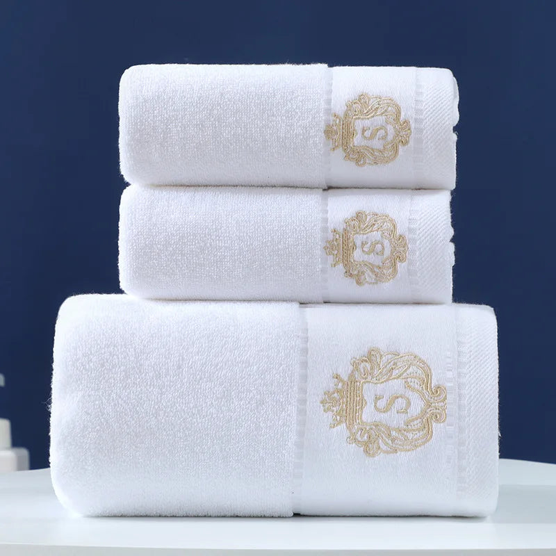 3-teiliges Luxus-Handtuchset | 100 % gekämmte Baumwolle | Jacquard-Stickerei