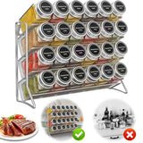 4-stufiges Gewürzregal Wand Edelstahl – Küchen Organizer | Platzsparendes Wandregal | Vorratshalter ohne Gläser
