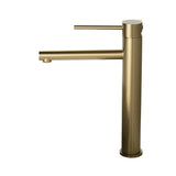 GoldLinea Hocharmatur Waschbecken – Gebürstetes Gold Wasserhahn Edelstahl | Einhebel Mischbatterie Warm & Kalt | Elegantes Baddesign