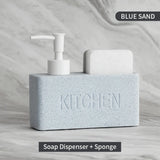 Modernes Küchenzubehör-Set – Seifenspender mit Pumpe und Schwammhalter
