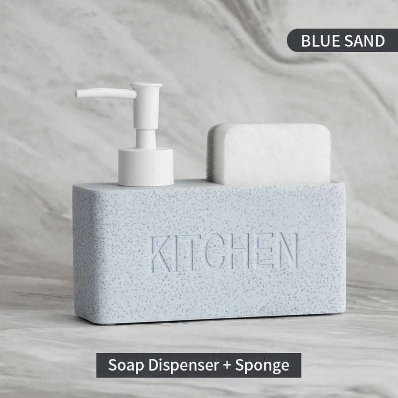 Modernes Küchenzubehör-Set – Seifenspender mit Pumpe und Schwammhalter
