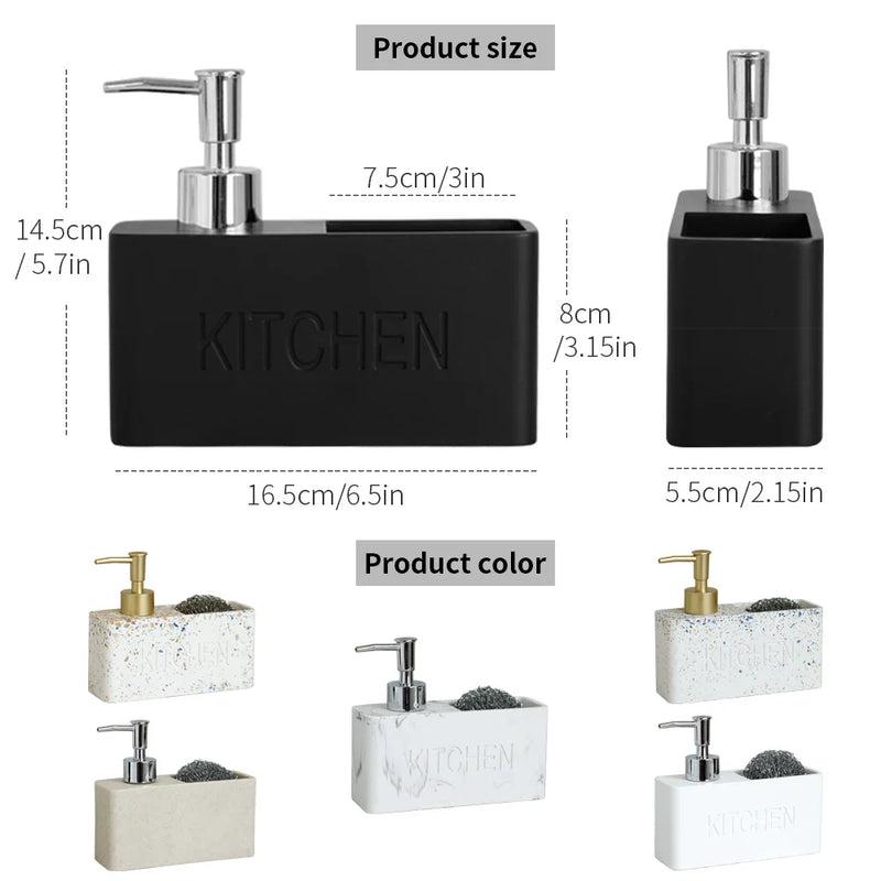 Modernes Küchenzubehör-Set – Seifenspender mit Pumpe und Schwammhalter