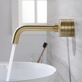 LUMIRA Minimalist Wand-Waschtischarmatur aus Messing – Gebürstetes Gold / Roségold, 2-Loch Unterputz Badarmatur mit Einhebelmischer