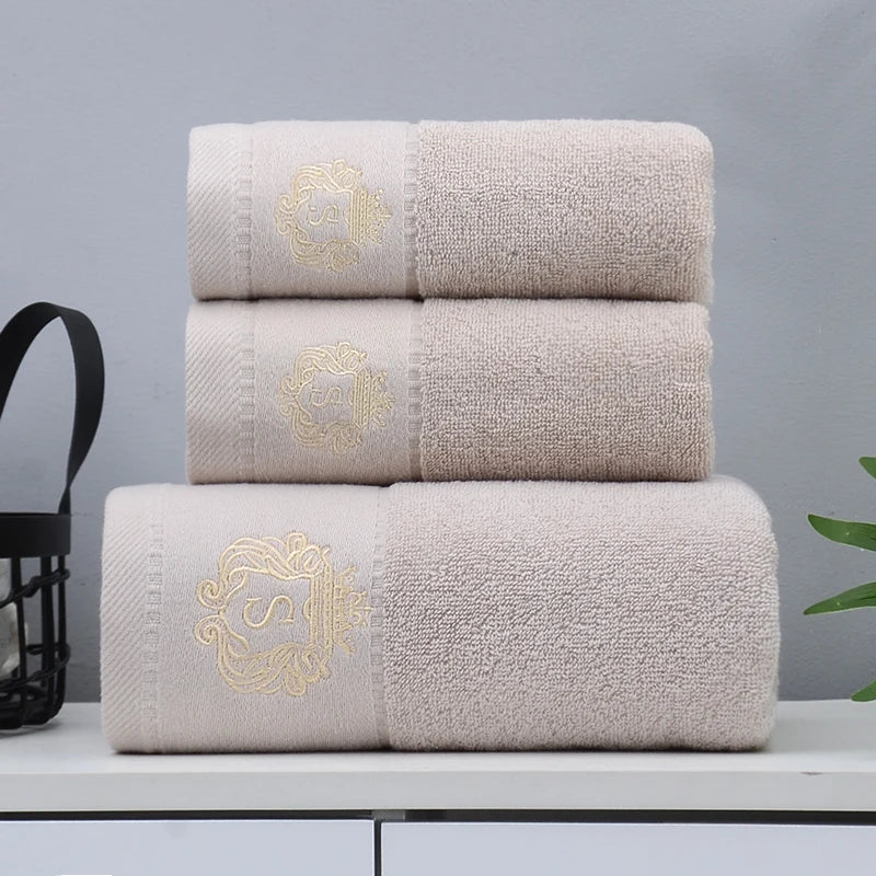3-teiliges Luxus-Handtuchset | 100 % gekämmte Baumwolle | Jacquard-Stickerei