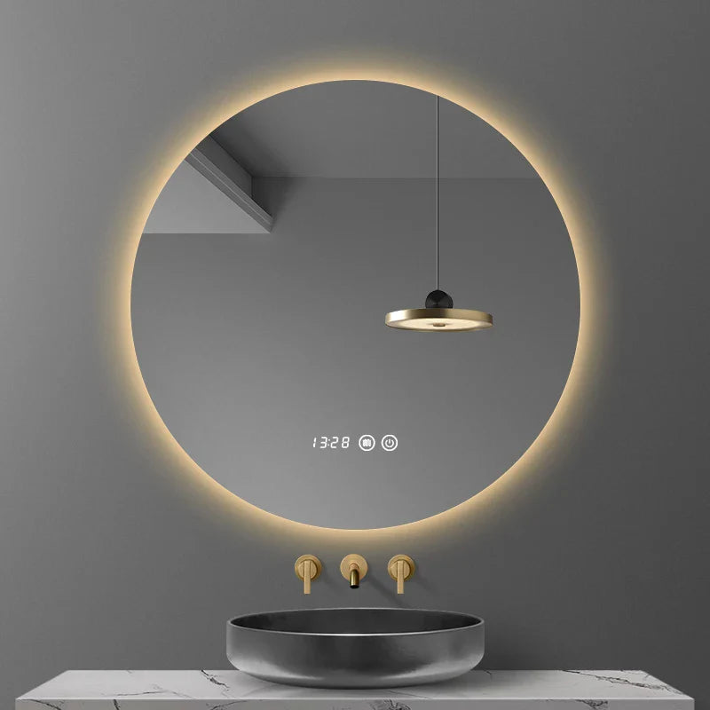 40/50/60CM Runder Smart Hotel Schlafzimmer Anti-Beschlag Dekorativer Spiegel LED Badezimmerspiegel 3 Farbe Einstellbar