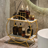 AureliaTower Premium 2-Stöckiger Bad- & Kosmetik-Organizer – Gold/Schwarz Parfüm & Make-up Regal mit Marmor-Optik