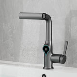 Wasserfall-Waschtischarmatur mit digitaler Temperaturanzeige und höhenverstellbarem Auslauf