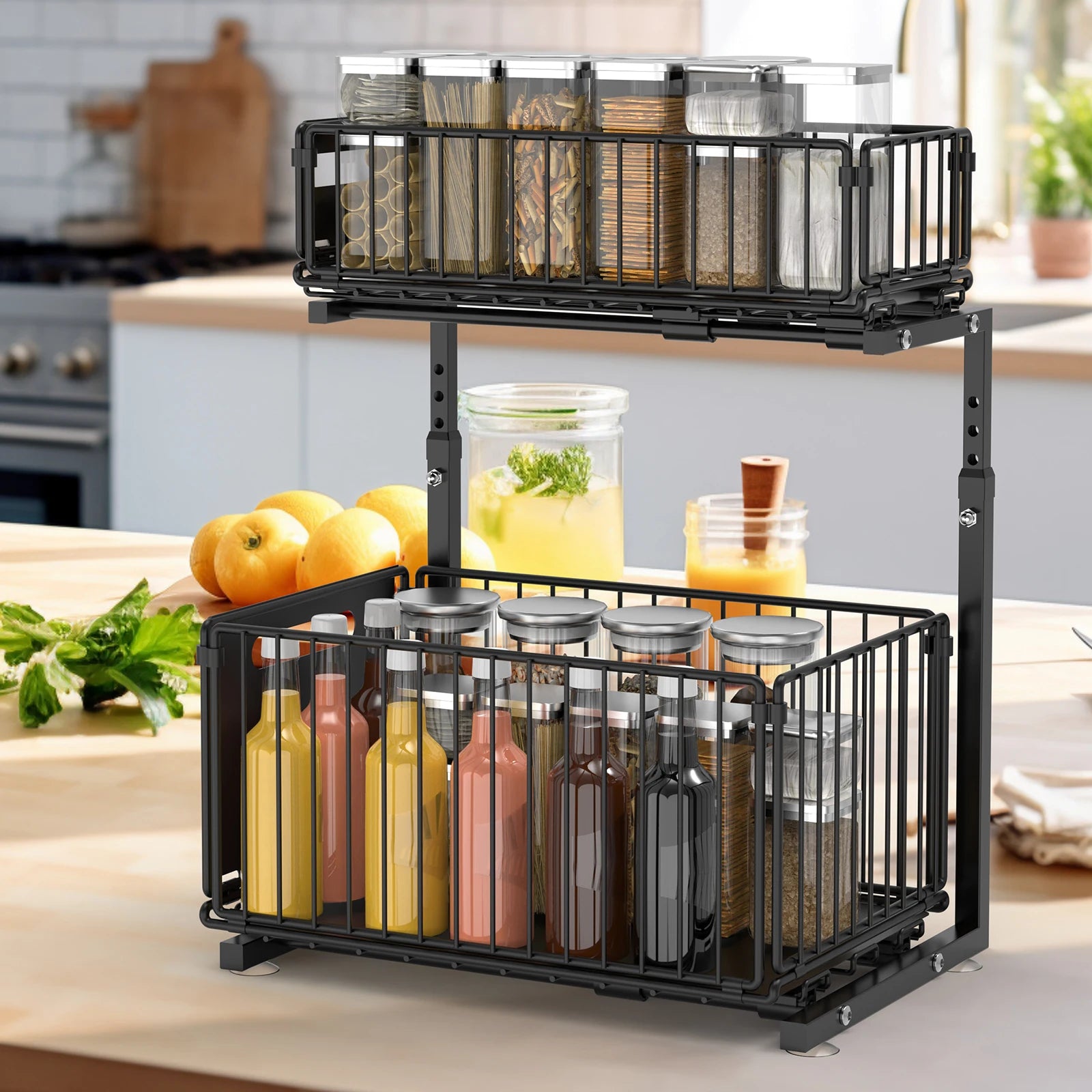 Ausziehbarer Küchenschrank Organizer 2 Ebenen – Unterspülen Regal