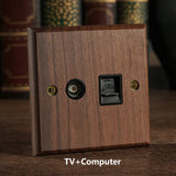 RetroLux Schwarzes Walnussholz Umschalter 1–4 Gang – Messing Knebel, Massivholz & USB-Option