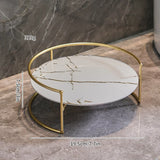 AureliaTower Premium 2-Stöckiger Bad- & Kosmetik-Organizer – Gold/Schwarz Parfüm & Make-up Regal mit Marmor-Optik