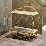 AureliaTower Premium 2-Stöckiger Bad- & Kosmetik-Organizer – Gold/Schwarz Parfüm & Make-up Regal mit Marmor-Optik