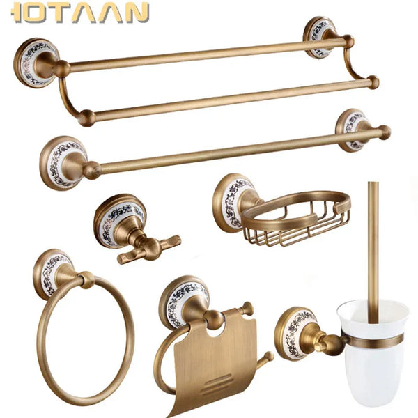 RoyalRetro Antik Messing Badzubehör Set mit Keramik