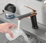 Luxus Waschtischarmatur Schwarz Roségold Weiß – Einhebelmischer | Warm- & Kaltwasser | Elegantes Bad Design