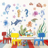 SeaWorld Wandtattoos Unterwasserwelt – Meerestiere Kinderzimmer Aufkleber mit Schildkröte, Delfin & Fisch
