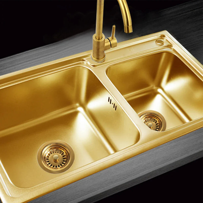 Aurelio Edelstahl Spülbecken Sieb mit Gold Finish – 114mm Ablaufstopfen für Küche und Bad