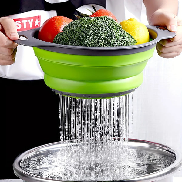 FlexiDrain – Faltbarer Silikon-Korb zum Waschen & Abtropfen