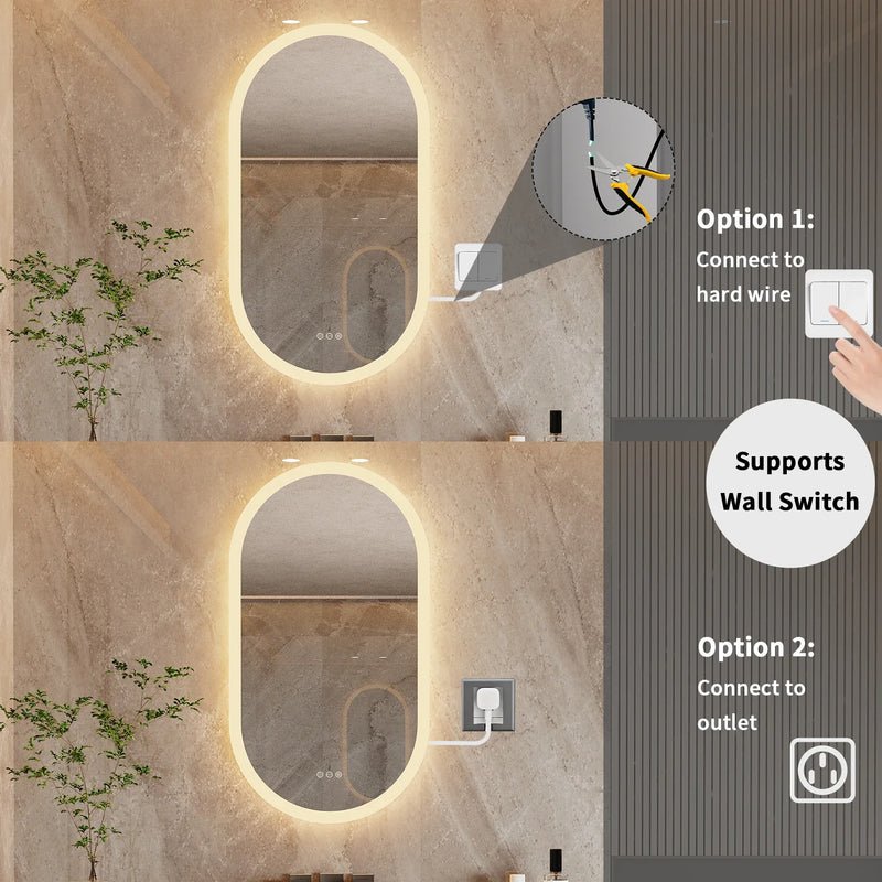 Ovaler LED-Badezimmerspiegel | 80x50 / 100x50 / 120x60 cm | Antibeschlag & dimmbares Licht
