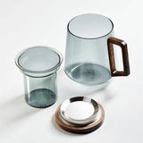 TeeMoment Aufgussbecher – 500-ml-Teeglas mit Sieb & Deckel | Hitzebeständiges Borosilikatglas mit Holzgriff | Für Losen Tee & Kaffee