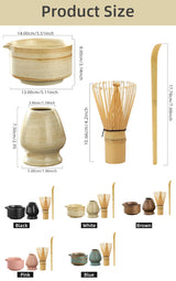 ZenTee Matcha-Zeremonienset – Traditionelles Matcha-Teeset aus Keramik und Bambus | Authentischer Teegenuss | 4-teiliges Matcha-Zubehör