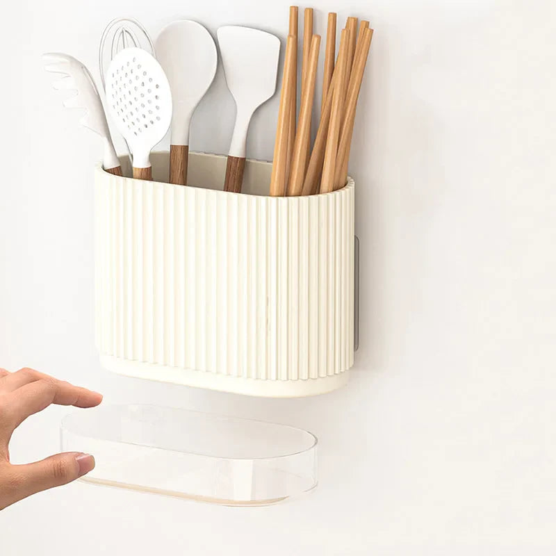 Organix – Multifunktionaler Besteckhalter mit Abfluss & Wandmontage (Ohne Bohren)
