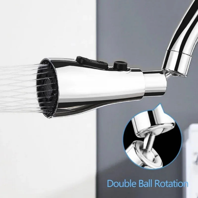 HydroFlex360 – Multifunktionaler 360°/720° Drehbarer Küchenhahn-Aufsatz mit 3 Strahlarten