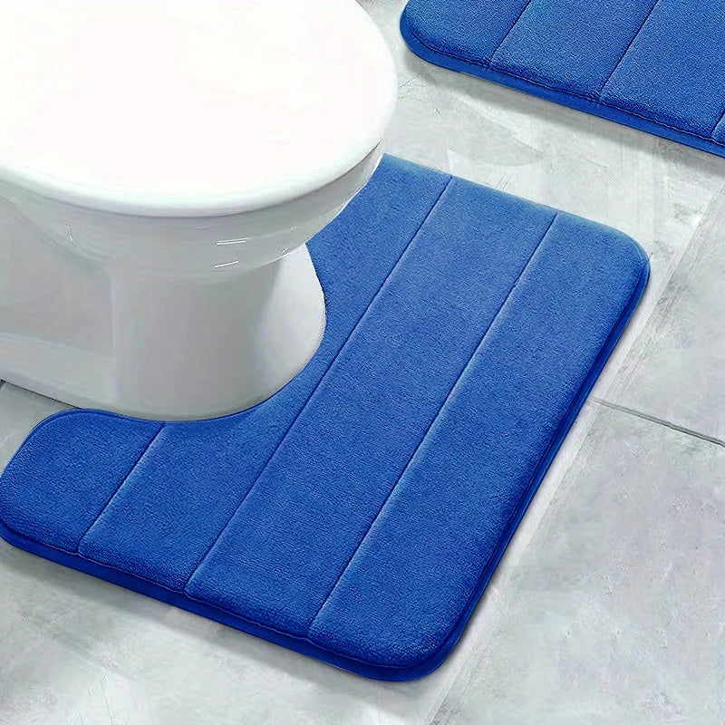 SoftStripe Badezimmer WC-U-Matte – Weicher, Rutschfester & Schnell Trocknender Teppich aus Mikrofaser