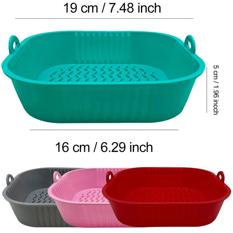 AirBake – Silikon Airfryer Topf & Backform – Wiederverwendbares Quadrat-BBQ- und Ofen-Tablett