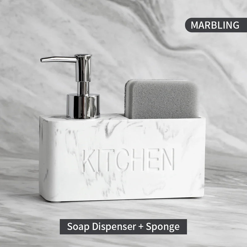 Modernes Küchenzubehör-Set – Seifenspender mit Pumpe und Schwammhalter