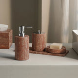 Rubèra Rotes Travertin Badezimmer-Set – Vintage Naturstein Eleganz