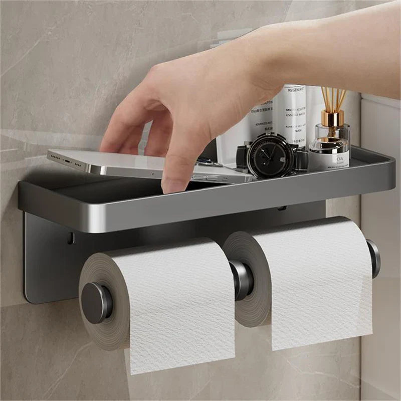 SmartHold Luxe – Toilettenpapierhalter aus Aluminium mit Telefonablage