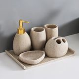 NordicResin Luxus Badezimmer Set – Lotionflasche, Seifenschale, Mundspülbecher & Zahnbürstenhalter