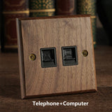 RetroLux Schwarzes Walnussholz Umschalter 1–4 Gang – Messing Knebel, Massivholz & USB-Option