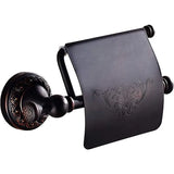 RetroRoll Schwarzer Toilettenpapierhalter im Antik-Look – Schmiedeeisenoptik mit kunstvoller Gravur