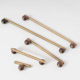 Valnora WoodLine Möbelgriff & Knopf – Bronze-Messing Look mit Walnussholz Akzent (128 mm)