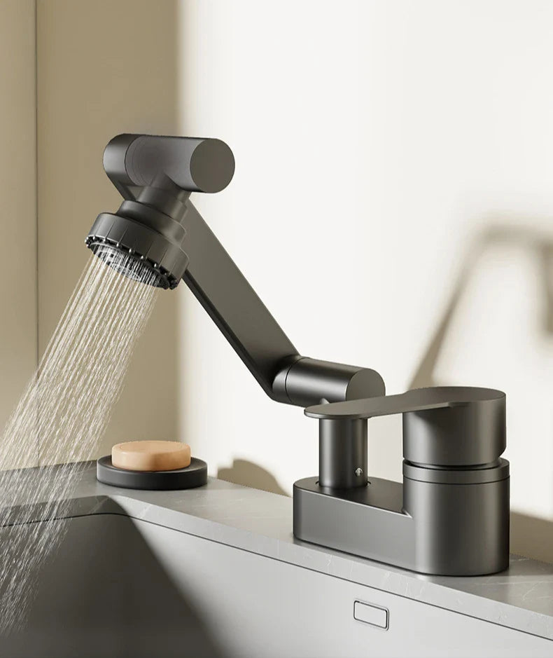 Aqua Twist Duo-Flex Waschtischarmatur – 360° drehbarer Zweilochhahn für Warm- und Kaltwasser
