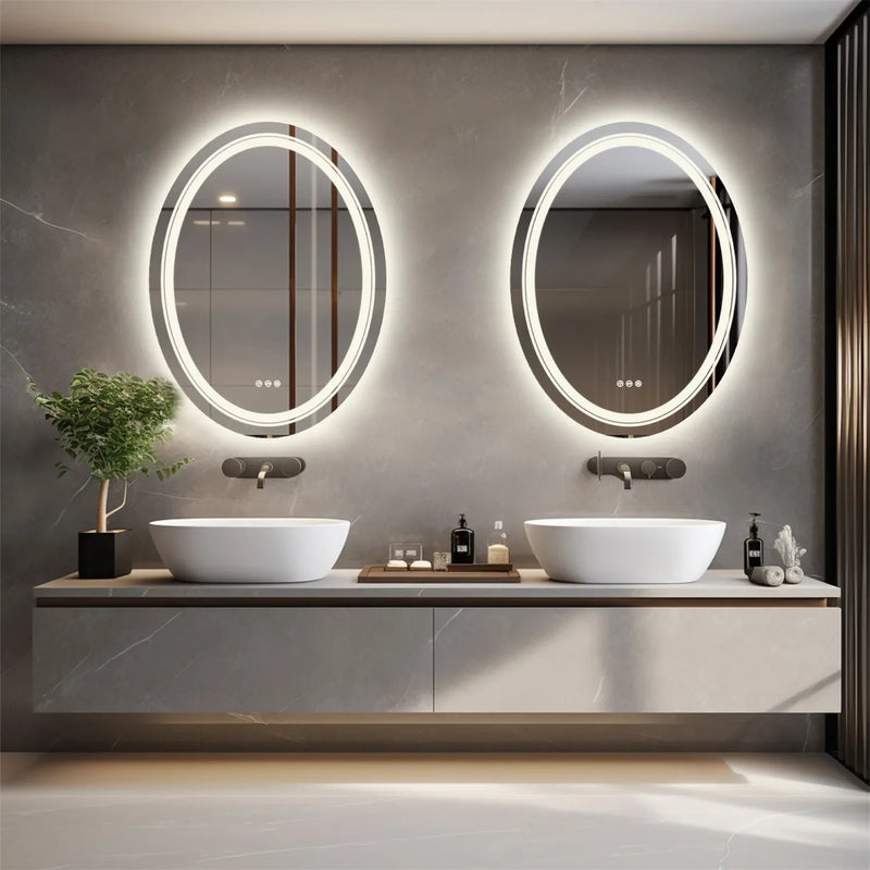Luxuriöser ovaler LED-Badezimmerspiegel | 60 x 80 cm | Touch-Steuerung & Antibeschlag