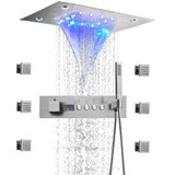 Thermostat-Duscharmatur mit LED-Anzeige – Integrierte Smart-Funktion | Quadratischer Duschstrahl | Messing | Schwarz