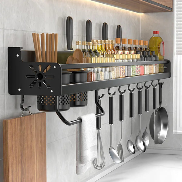 Metalen Keukenwandplank – Zelfklevend & Schroefbaar | Antislip Golfpatroon | Inclusief Montageaccessoires