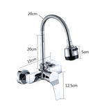 Wand-Küchenarmatur mit flexiblem Auslauf und 360° Drehfunktion – Warm- und Kaltwassermischer