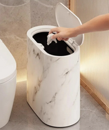 Nordic Marmor-Design Abfalleimer – Schlanker Drückdeckel Mülleimer für Bad & WC