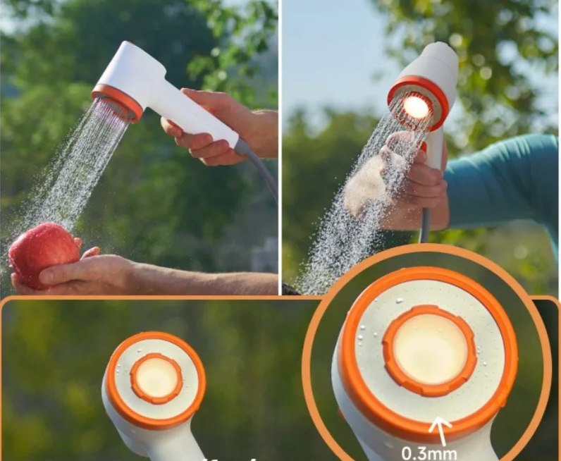 GlowShower 2025 – Tragbare Campingdusche mit LED & Akku | Für Outdoor, Auto, Garten & mehr