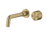 LUMIRA Minimalist Wand-Waschtischarmatur aus Messing – Gebürstetes Gold / Roségold, 2-Loch Unterputz Badarmatur mit Einhebelmischer