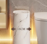 Nordic Marmor-Design Abfalleimer – Schlanker Drückdeckel Mülleimer für Bad & WC