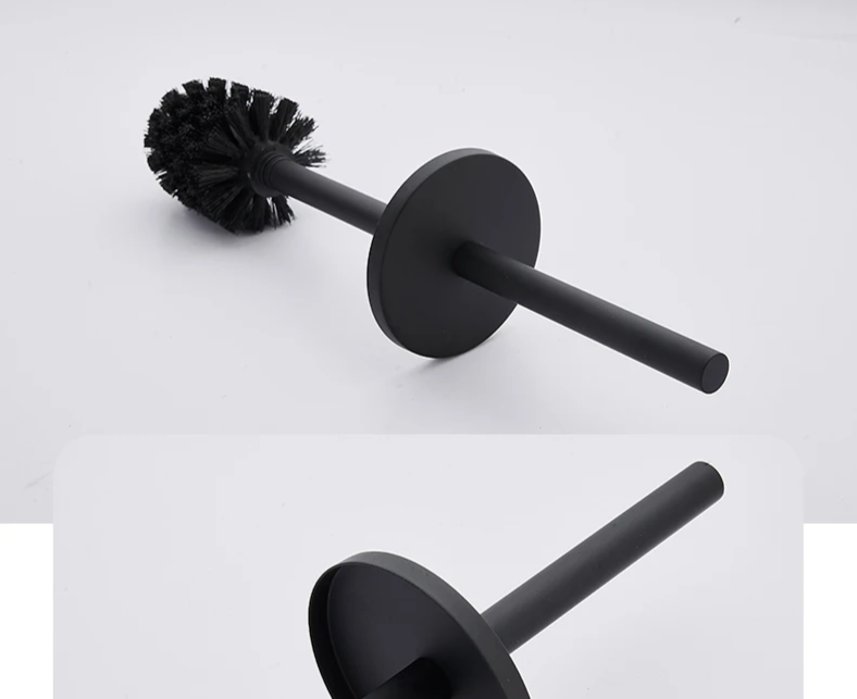 SteelClean Luxus-Toilettenbürste mit Wandhalterung – Schwarzes Edelstahldesign