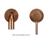 Roségoldene Wandarmatur für Waschtisch aus Messing mit Doppelgriff