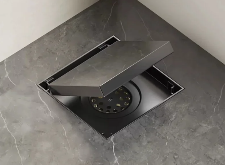 AquaShield Quadratischer Edelstahl-Bodenablauf