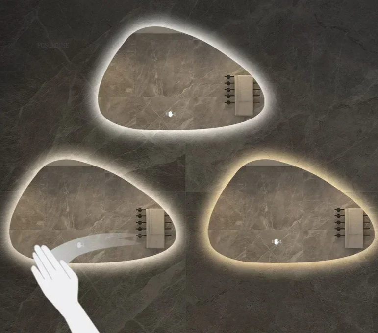 NordiLux Design Badezimmerspiegel – Smarter LED-Wandspiegel mit unregelmäßiger Form und Aluminiumrahmen