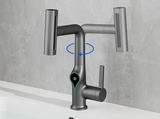 Wasserfall-Waschtischarmatur mit digitaler Temperaturanzeige und höhenverstellbarem Auslauf
